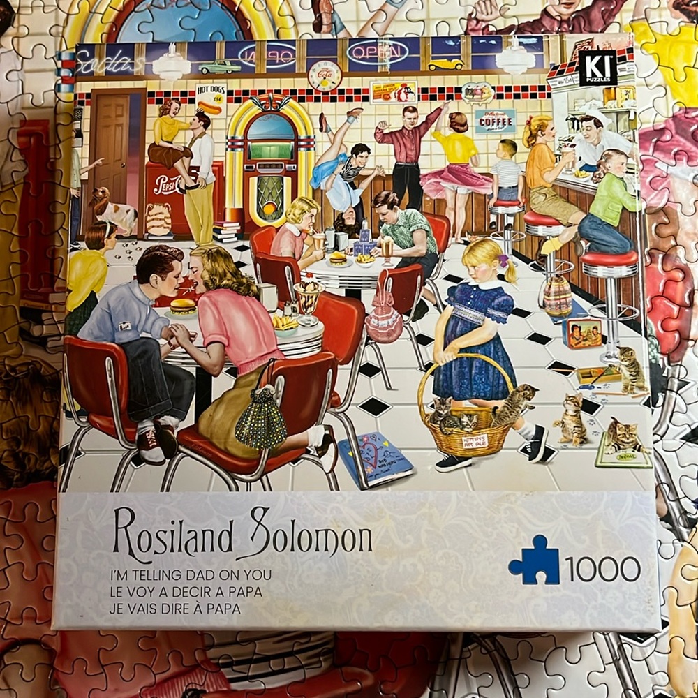 🧩 1000 piece Rosiland Solomon “I’m Telling Dad On You”. Poster. Complete.